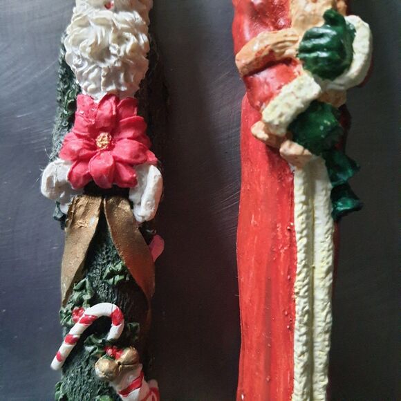 Vintage Lot Of 2 Slim Skinny Santas 6" Figurines Christmas Tree Holiday Decor - Picture 3 of 8